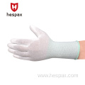 Hespax Nylon Glove Long Cuff Anti-static PU Esd